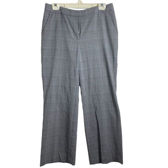 Micheal Kors Wm’s Sz 8 Gray Black Blue Glenn Plaid Fitted Trousers - Picture 1 of 5